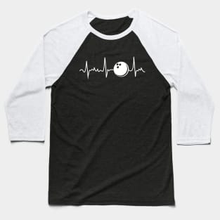 Bowling Heartbeat Funny Bowling Baseball T-Shirt